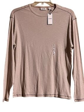 ROWM Men’s Long Sleeve Crew Neck Tee Shirt Medium- Light Taupe